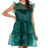 Mudpie Jane Holiday Baby Doll Mini Dress In Green In Green