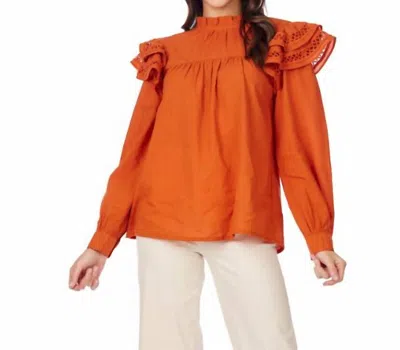 Mudpie Keller Ruffle Top In Rust In Orange