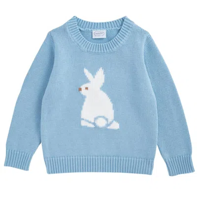 Mudpie Kid's Crew Neck Boy Bunny Sweater In Light Blue