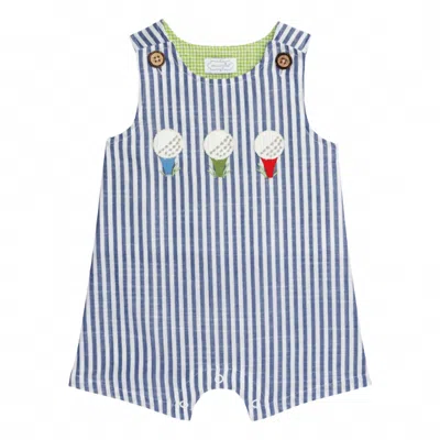 Mudpie Kid's Golf Jon Jon Romper In Blue In Multi