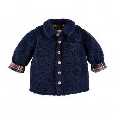 Mudpie Kid's Sherpa Shacket In Navy In Blue