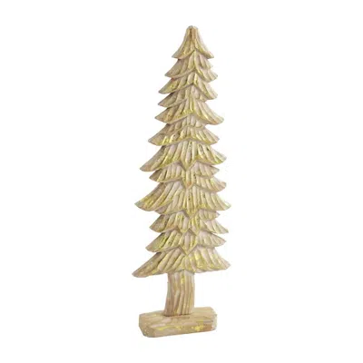 Mudpie Large Carved Tree In Gold In Yellow