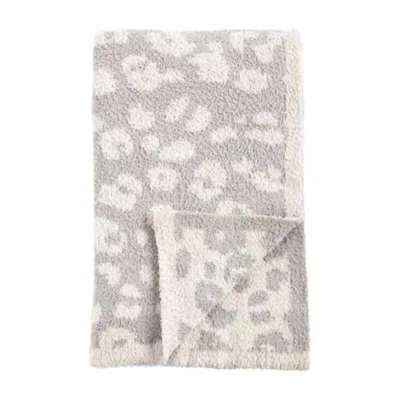 Mudpie Leopard Chenille Blanket 16.8" X 16.8" In Gray