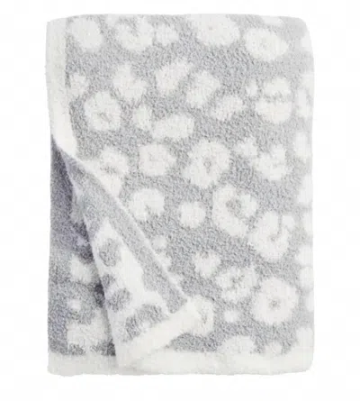 Mudpie Leopard Chenille Blanket In Heather Dove