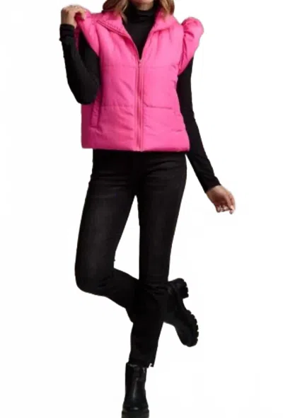 Mudpie Lile Ruffle Quilted Vest In Pink