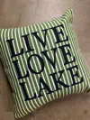 Mudpie Love Jute Back Lake Pillow In Green In Green