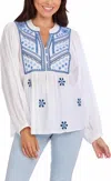 Mudpie Margeaux Embellished Top In White In Multi