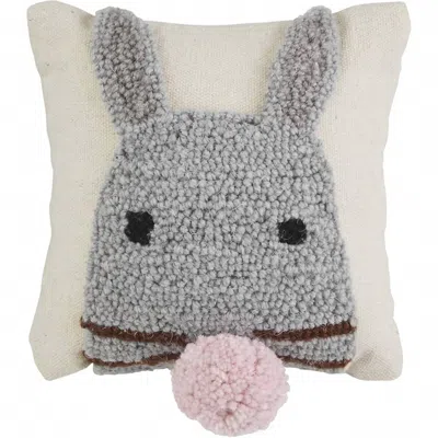 Mudpie Mini Hook Pillow In Bunny Face In Gray