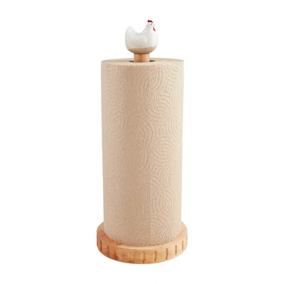 Mudpie Natural Chicken Topped Paper Towel Holder In Brown
