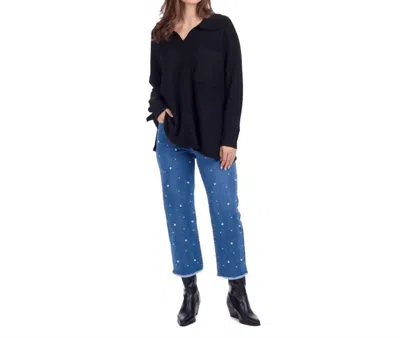 Mudpie Noa Collared Sweater In Black