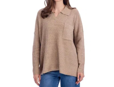Mudpie Noa Collared Sweater In Tan In Brown