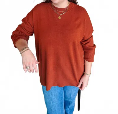 Mudpie Noralee Button Sweater In Rust In Brown