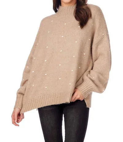 Mudpie Novie Pom Pom Sweater In Beige