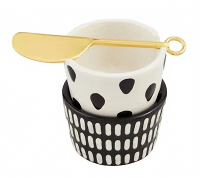 Mudpie Patterned Tidbit Set In Black In White