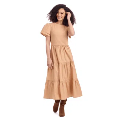 Mudpie Patton T Shirt Midi Dress In Beige/khaki In Brown