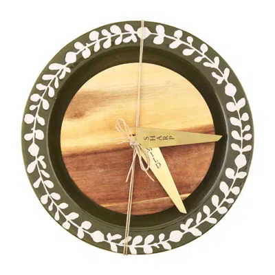 Mudpie Pine Hill Cheese Plate Set In Green In Multi