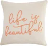 Mudpie Pink Sentiment Dhurrie Pillow In White In Neutral