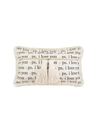 Mudpie Ps Love Dhurrie Tassel Pillow In Beige In White