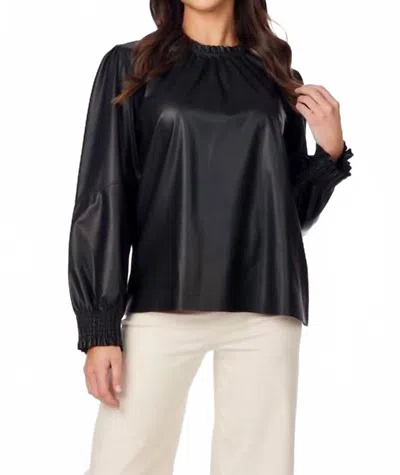 Mudpie Putnam Leather Long Sleeve Top In Black
