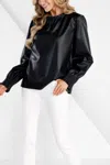 Mudpie Putnam Leather Top In Black In Black