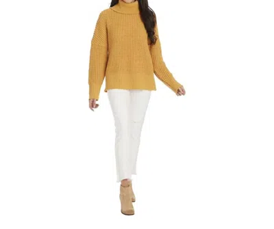 Mudpie Randi Waffle Knit Sweater In Orange In Yellow