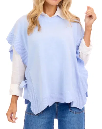 Mudpie Rigsby Scallop Sweater In Blue In Multi
