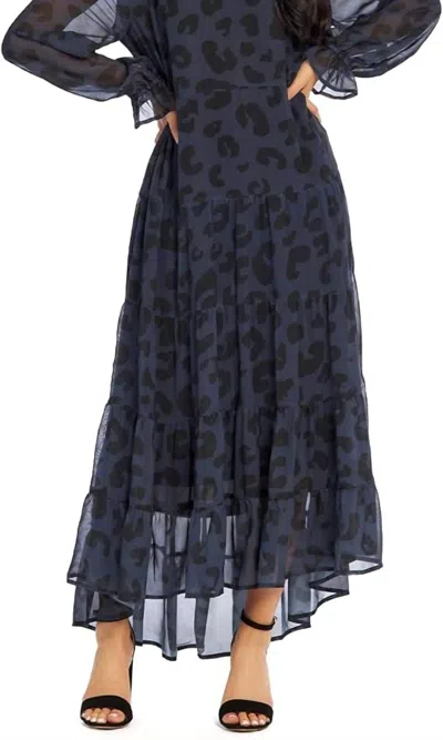 Mudpie Simone Maxi Dress In Navy Leopard Print In Animal Print