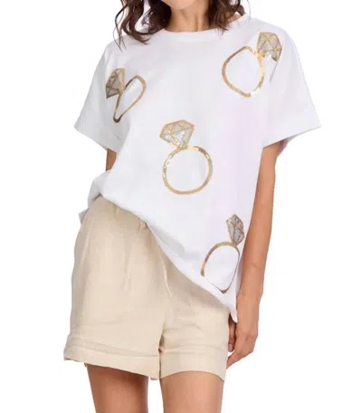 Mudpie Sparkle Top In Ring In White