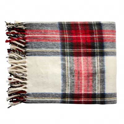 Mudpie Throw Blanket In White Plaid