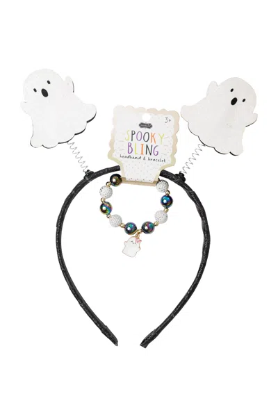Mudpie Toys Ghost Spooky Bling Headband &amp; Bracelet Set