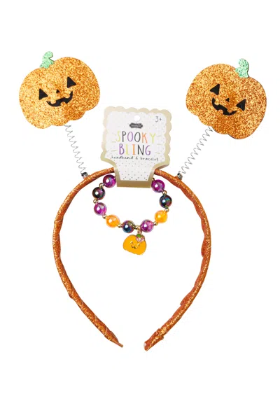 Mudpie Toys Jack-o-lantern Spooky Bling Headband &amp; Bracelet Set