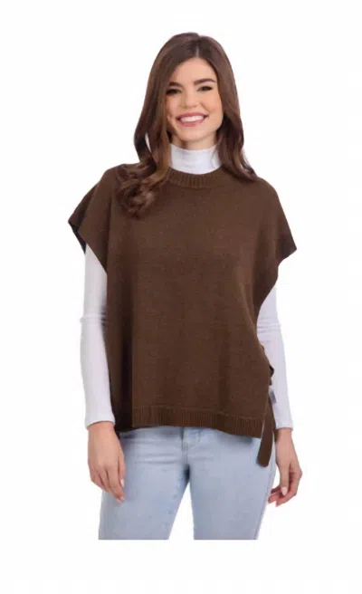 Mudpie Tye Knit Sweater Vest In Brown In Red