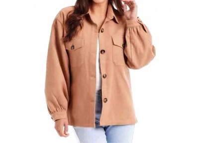 Mudpie Whitman Felt Shacket In Tan In Green