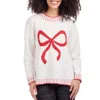 Mudpie Wilder Bow Sweater In White In White