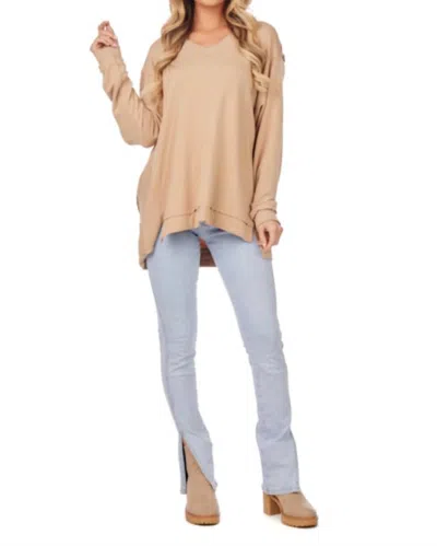 Mudpie Willie Long Sleeve Tee In Beige