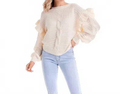 Mudpie Willow Ruffle Sweater In White In Neutral