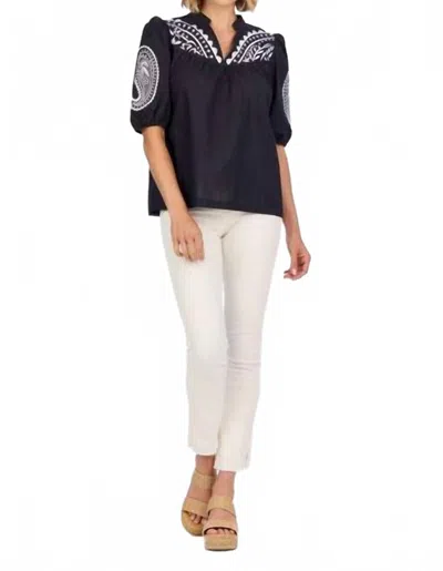 Mudpie Women's Humphrey Embroidered Top In Black