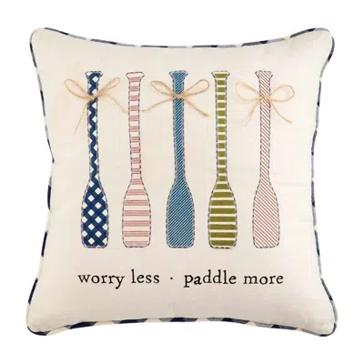 Mudpie Worry Less Paddle More Pillow In Cream In Multi
