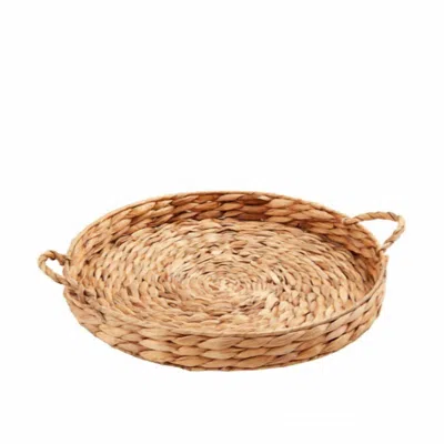 Mudpie Woven Water Hyacinth Tray In Lazy Susan In Neutral