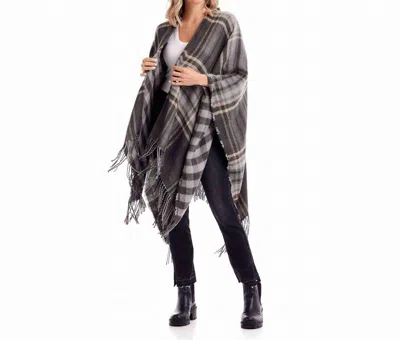 Mudpie Yvette Reversible Poncho In Dark Grey