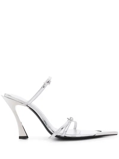 MUGLER 100MM METALLIC-LEATHER MULES