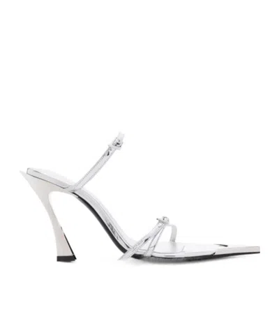 Mugler 100mm Metallic-leather Mules In White