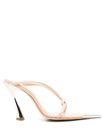 Mugler 105mm Knotted Fang Sandals In Neutrals