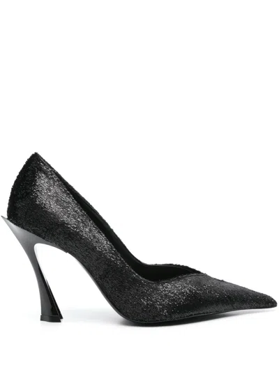 Mugler 105mm Lurex Pumps In Black