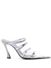 Mugler 120mm Transparent-straps Mules In Silver