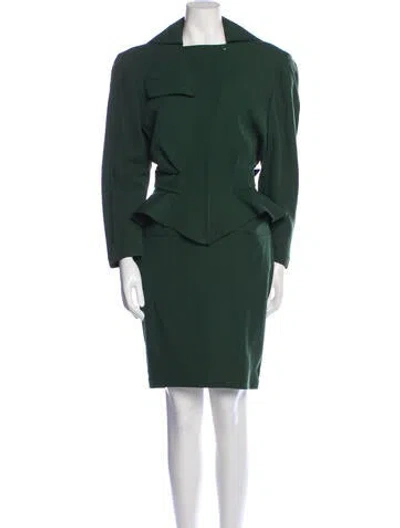 Pre-owned Mugler 1980's Skirt Suit In Green