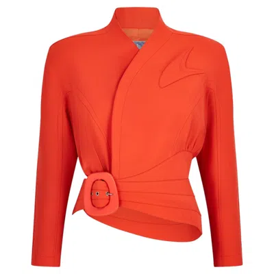 Pre-owned Mugler 1989 Thierry  Runway Documented Tangerine Orange Jacket