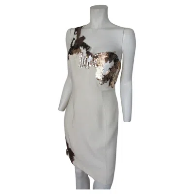 Pre-owned Mugler 1990's Thierry  Paris Asymmetrical Sequins Dress In Gray