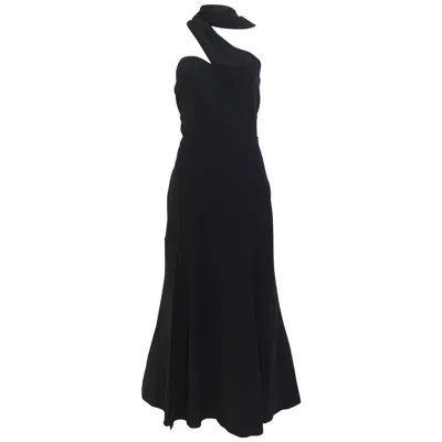 Pre-owned Mugler 1990s Thierry  Black Dress With Cut Out Asymetrical Neckline