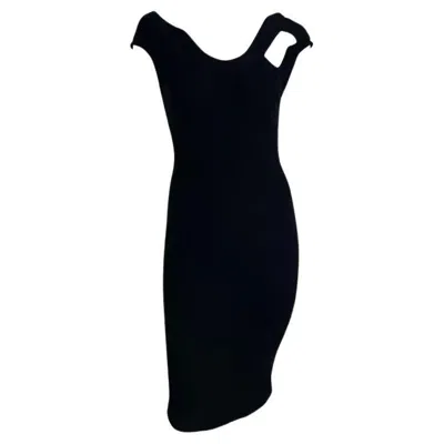 Pre-owned Mugler 1990s Thierry  Black Knit Cut Out Abstract Dress 40fr